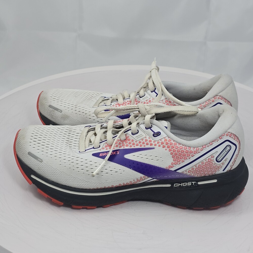 Brooks  Ghost 14 Women 8 Running Shoes White Purple/Coral 1203561B192